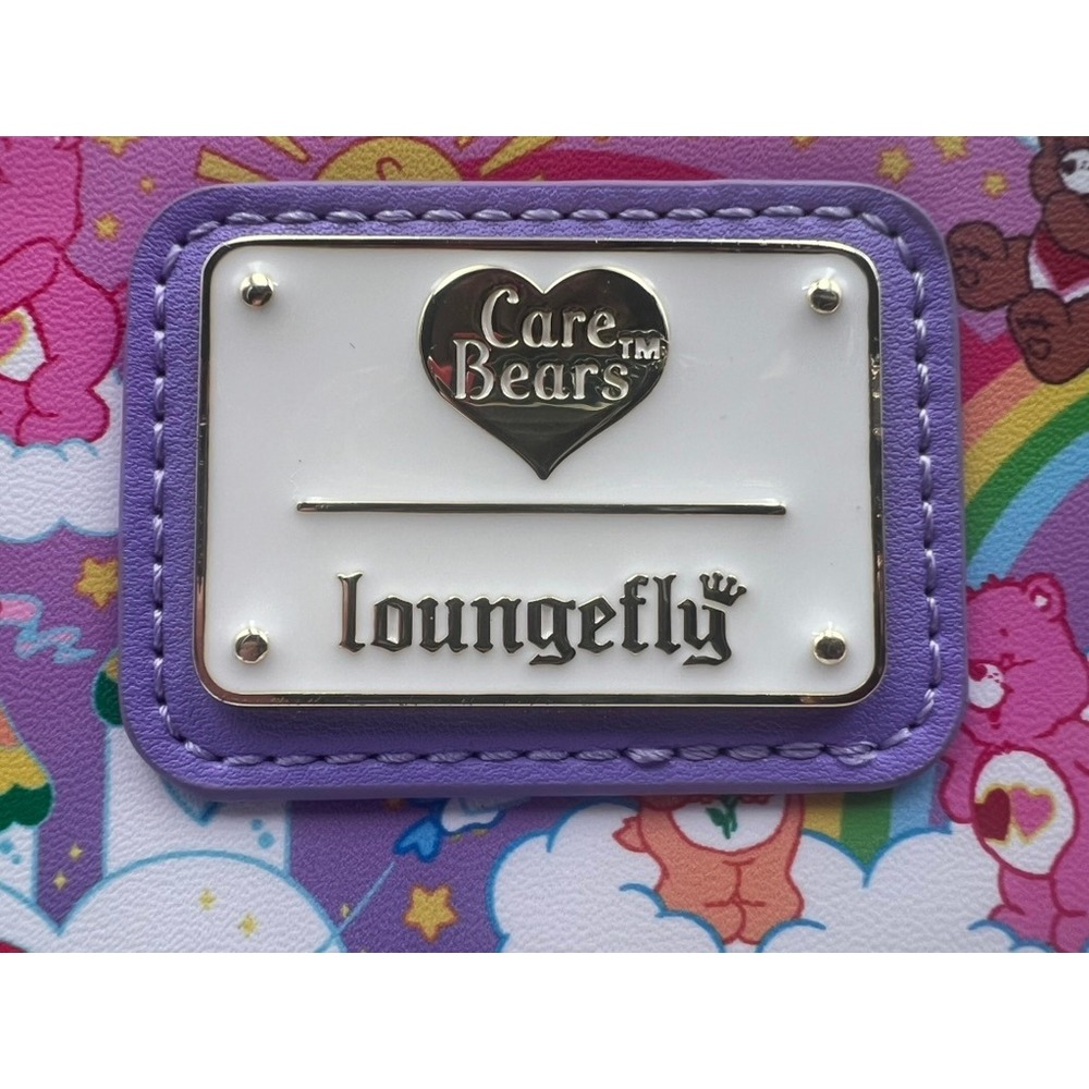 Loungefly Care Bears Cloud Party Zip Around Wallet Purple Rainbow Vegan Leather